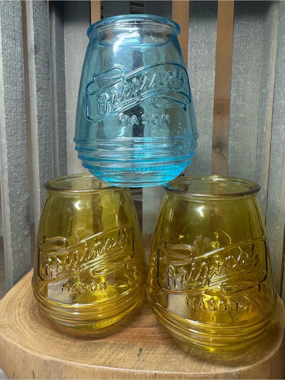 Set of 3 Vintage 21oz. “Original Mason” Wine Glasses
